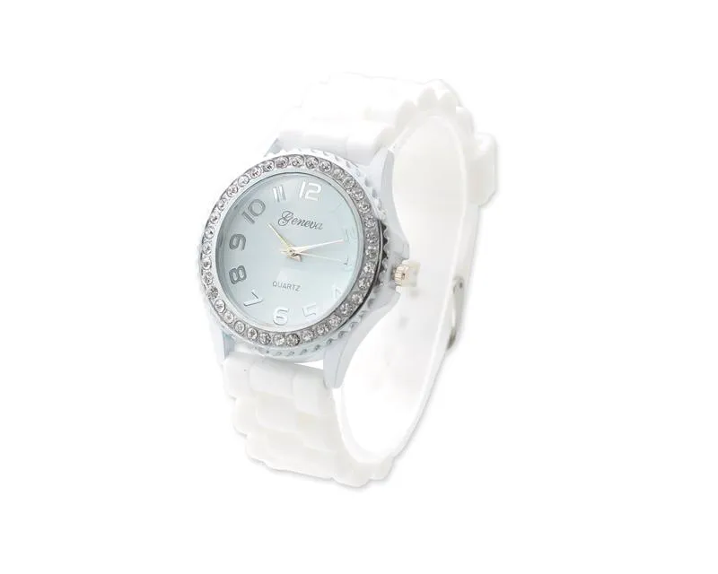 10 Pcs Geneva Jelly Silicone Quartz Women Sport Crystal Wrist Watches