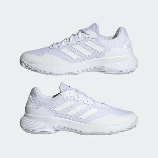 Adidas Men's Gamecourt 2.0 Tennis Shoes - Cloud White / Matte Silver