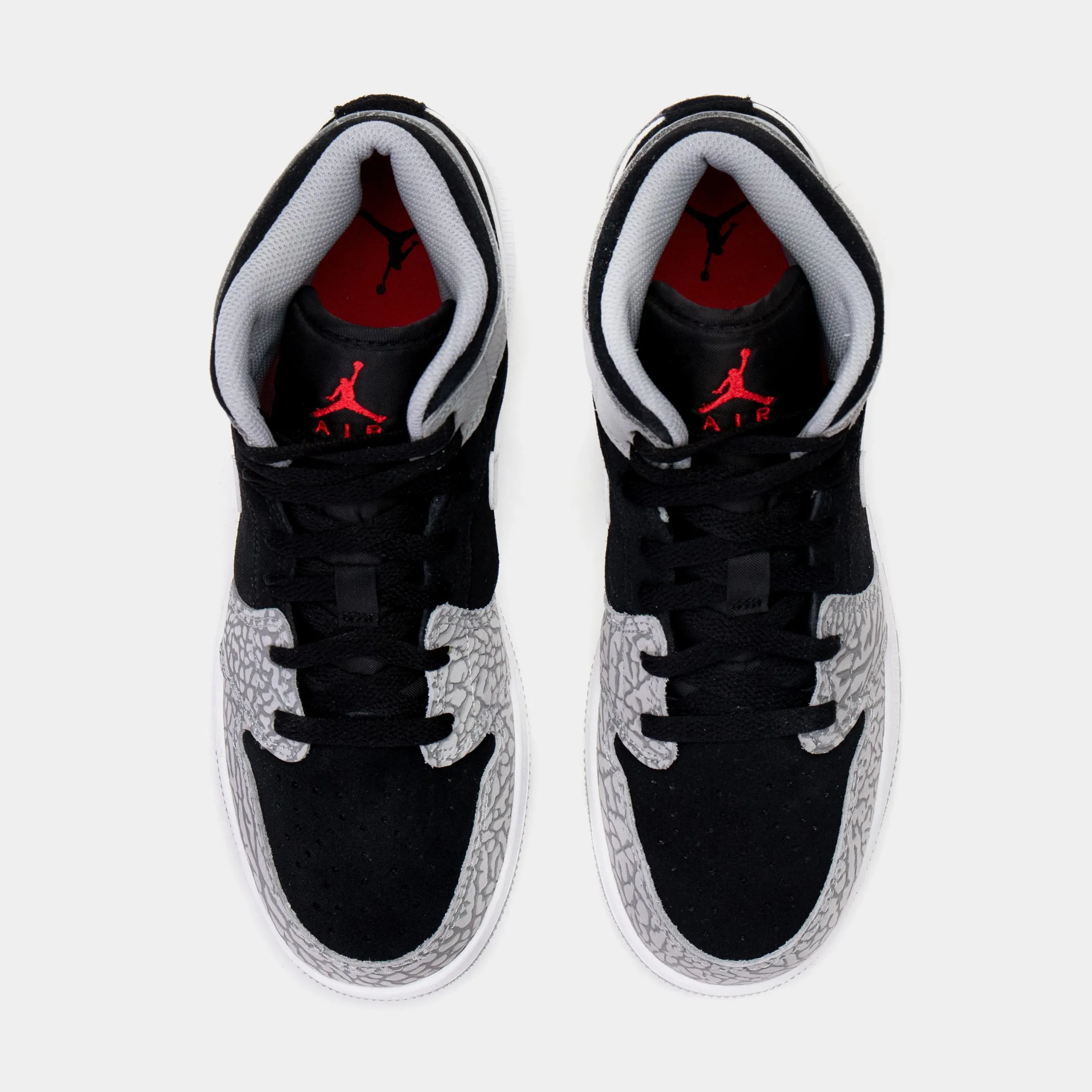 Air Jordan 1 Mid Grade School Lifestyle Shoes (Black/Grey)