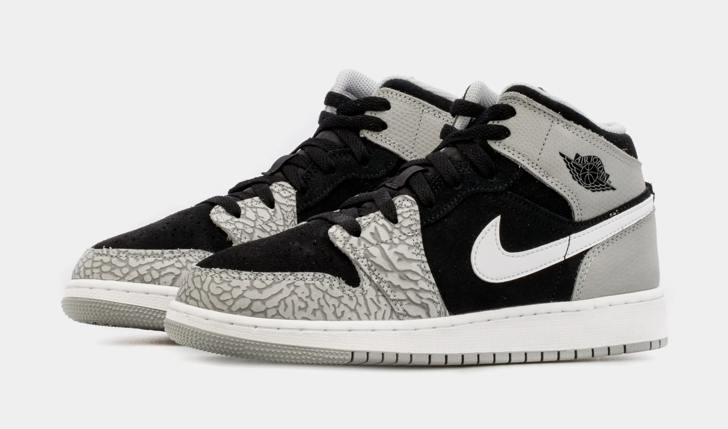 Air Jordan 1 Mid Grade School Lifestyle Shoes (Black/Grey)