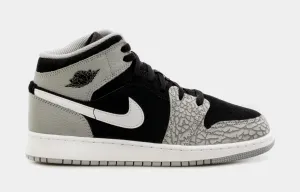 Air Jordan 1 Mid Grade School Lifestyle Shoes (Black/Grey)