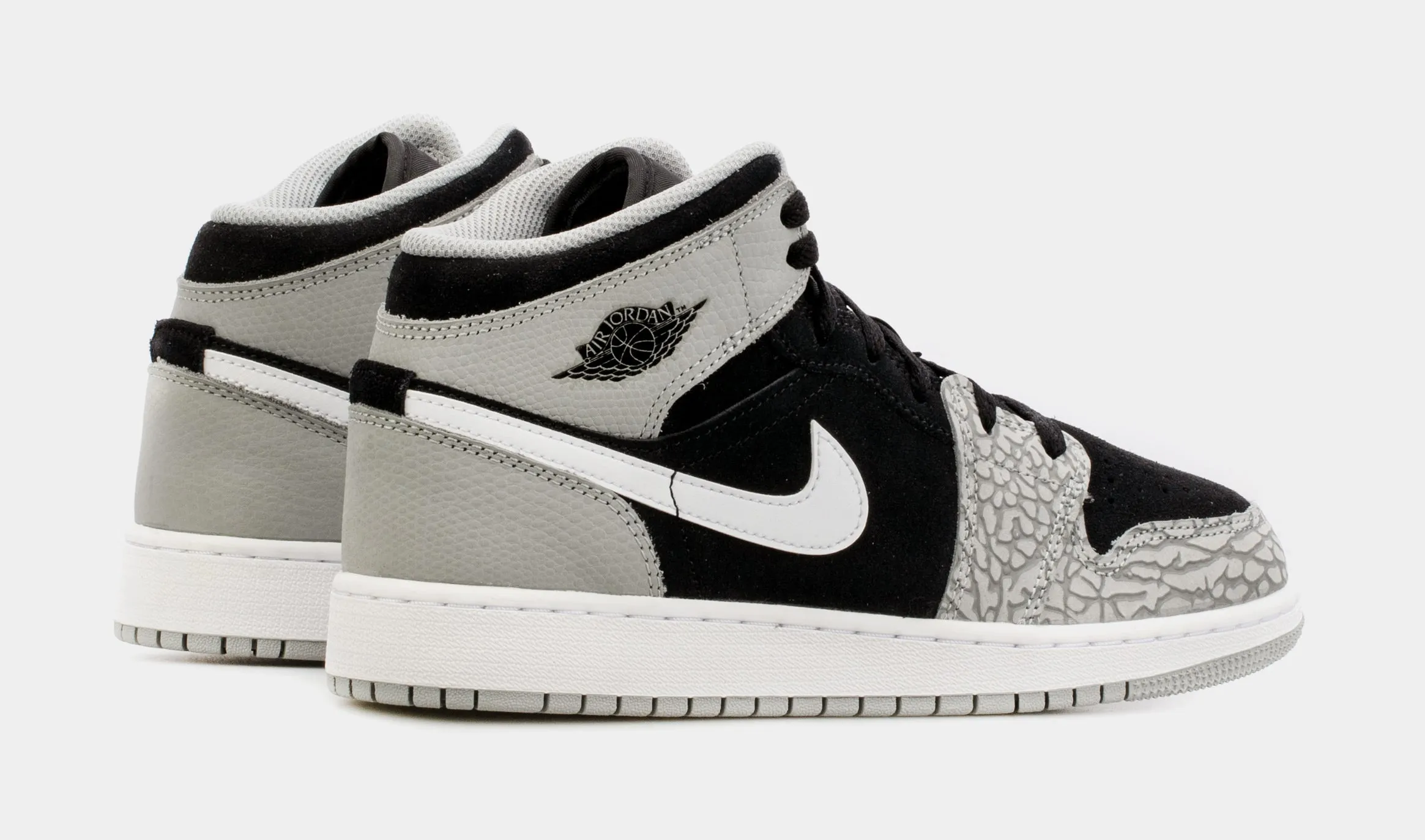 Air Jordan 1 Mid Grade School Lifestyle Shoes (Black/Grey)