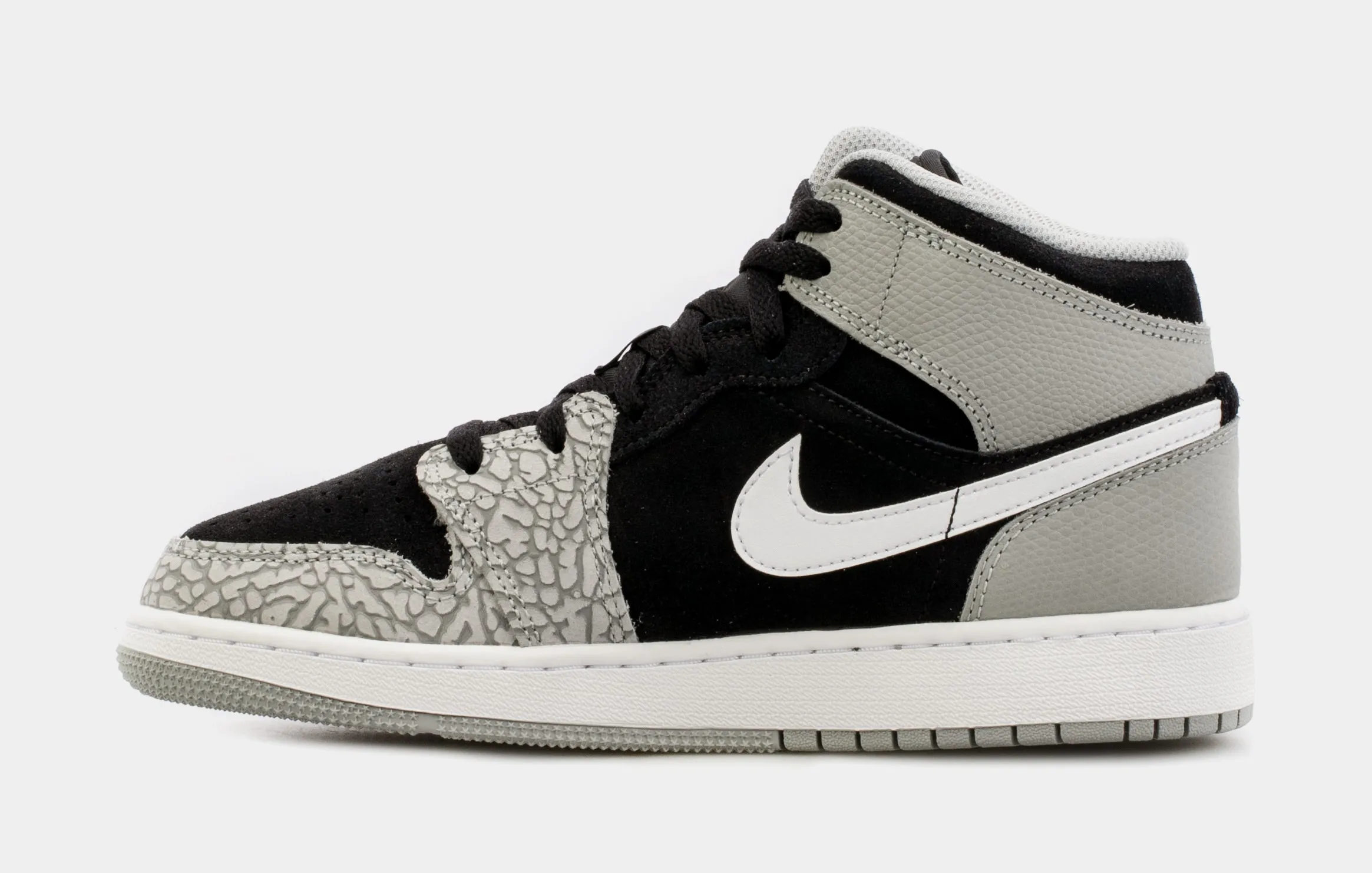 Air Jordan 1 Mid Grade School Lifestyle Shoes (Black/Grey)