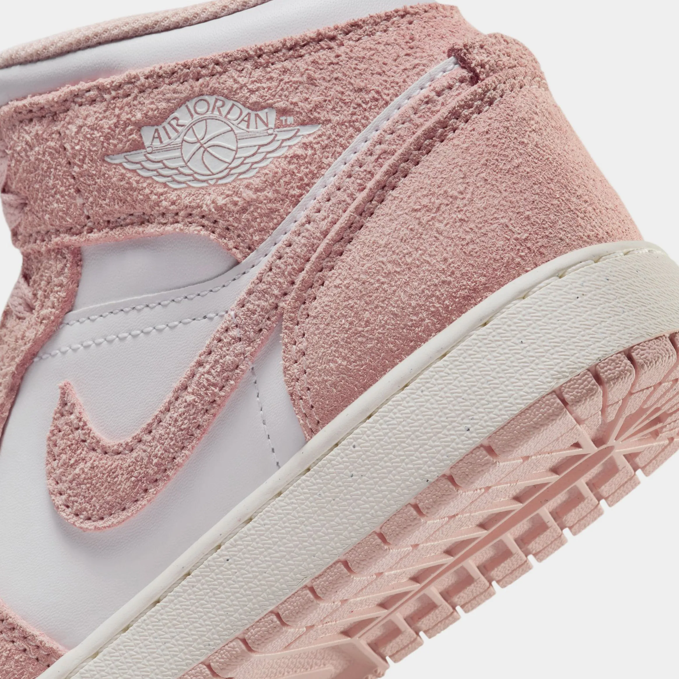 Air Jordan 1 Retro Mid SE Grade School Lifestyle Shoes (White/Legend Pink/Sail)