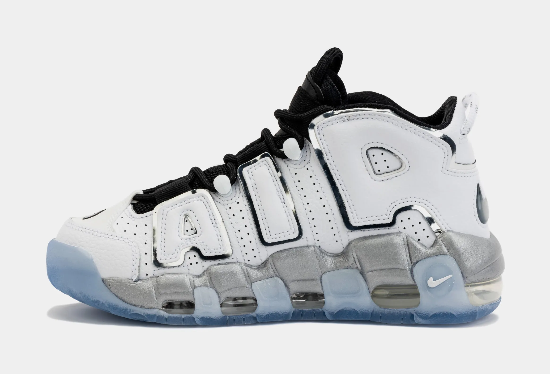 Air More Uptempo White Metallic Womens Basketball Shoes (White/Grey)