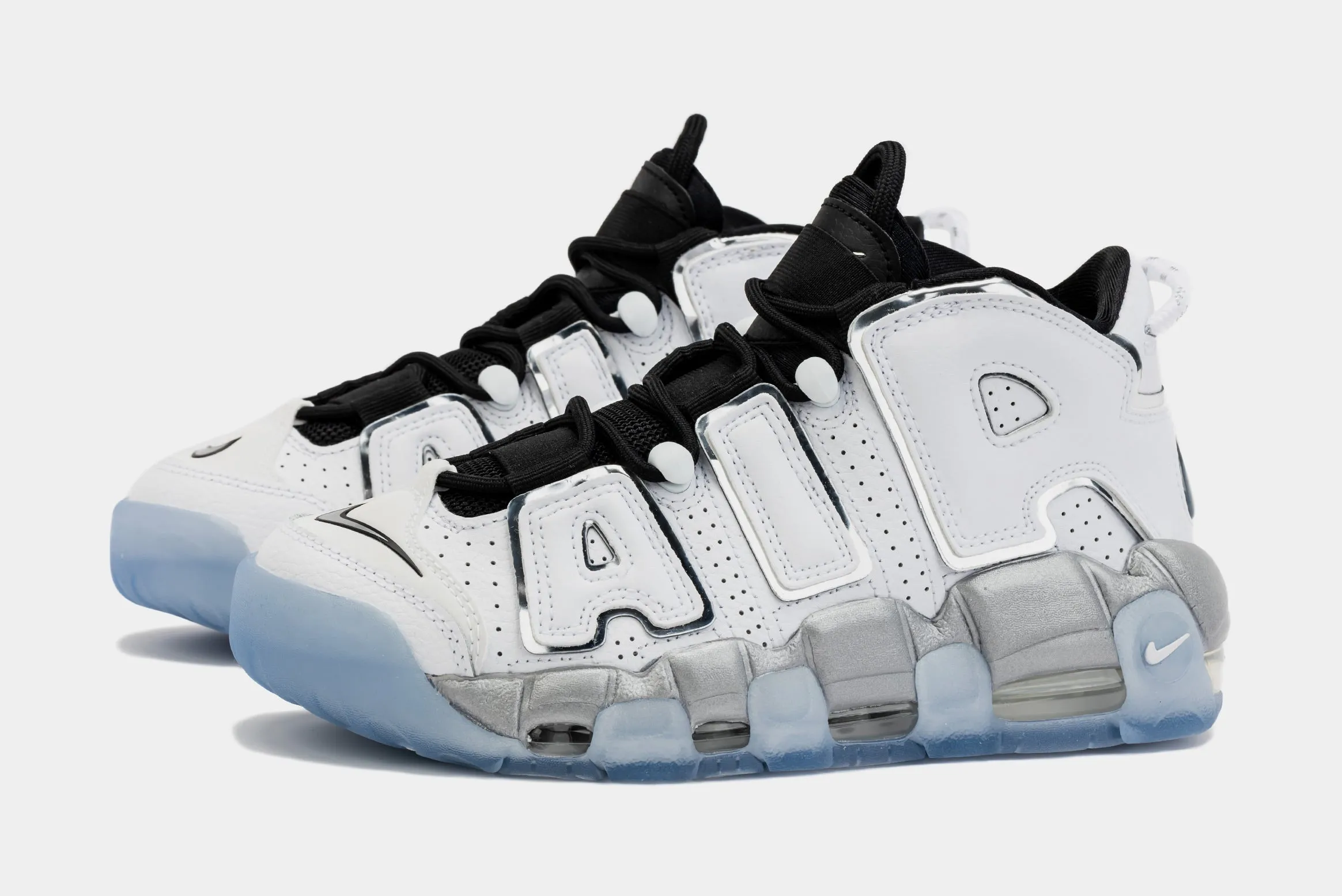 Air More Uptempo White Metallic Womens Basketball Shoes (White/Grey)