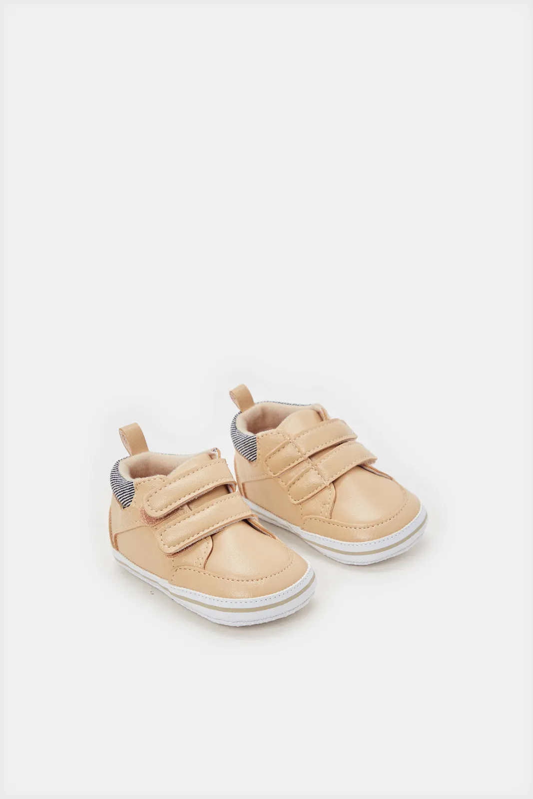 Baby Beige Velcro Pram Shoes