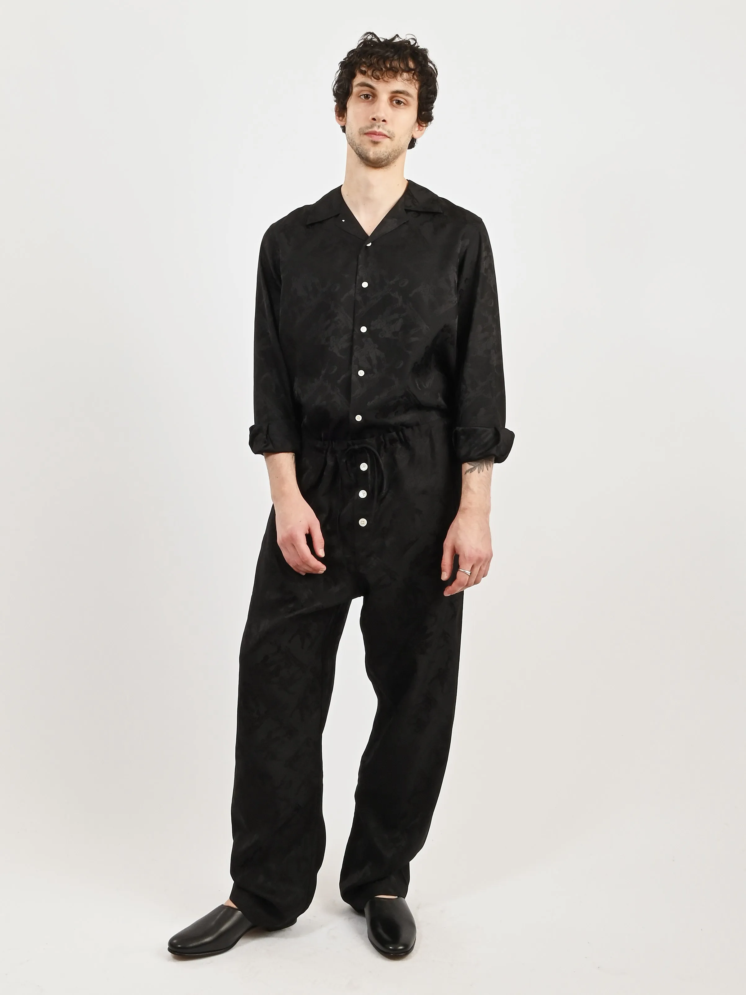 Black Football Jacquard Pajama Pants