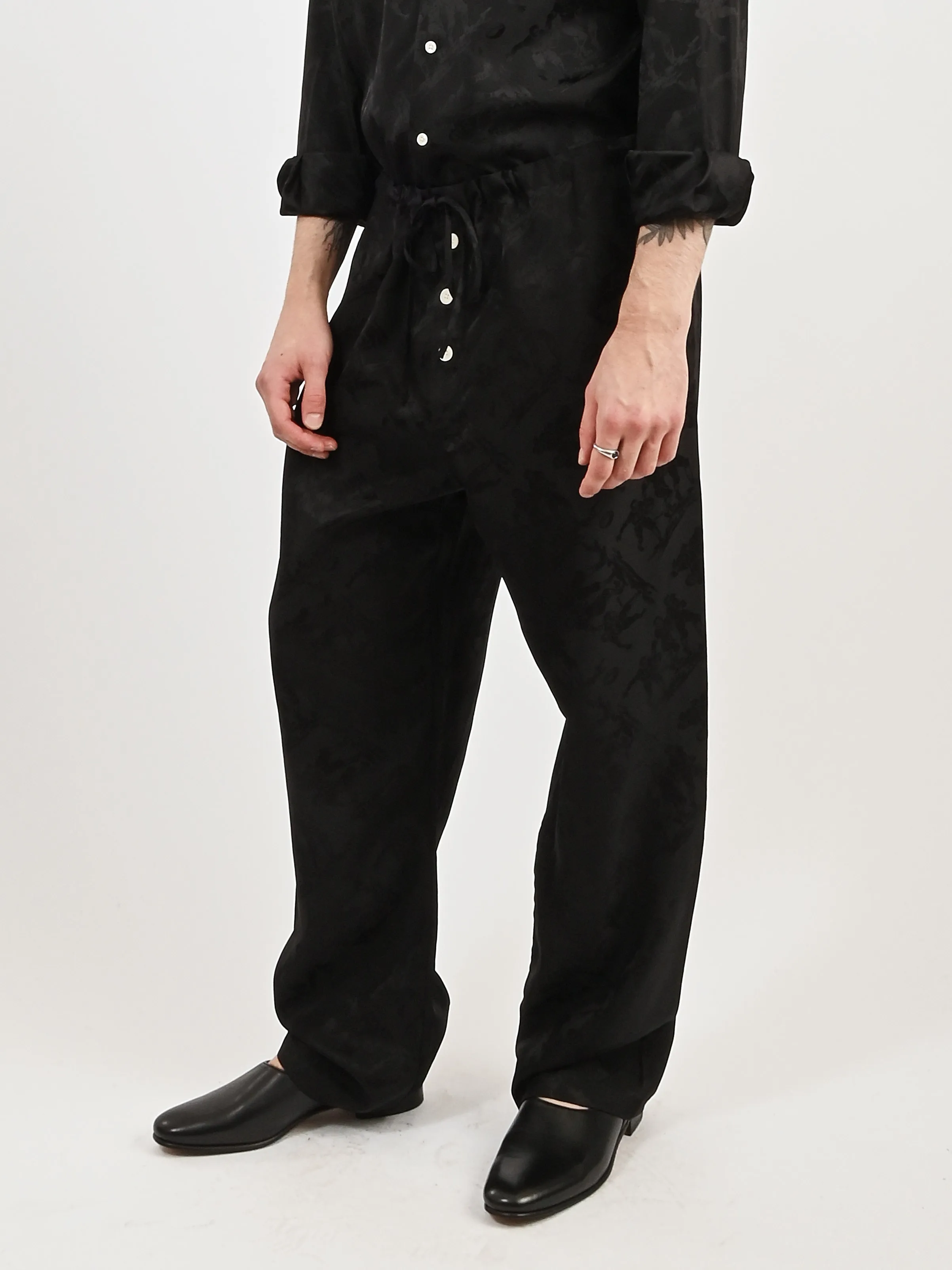 Black Football Jacquard Pajama Pants