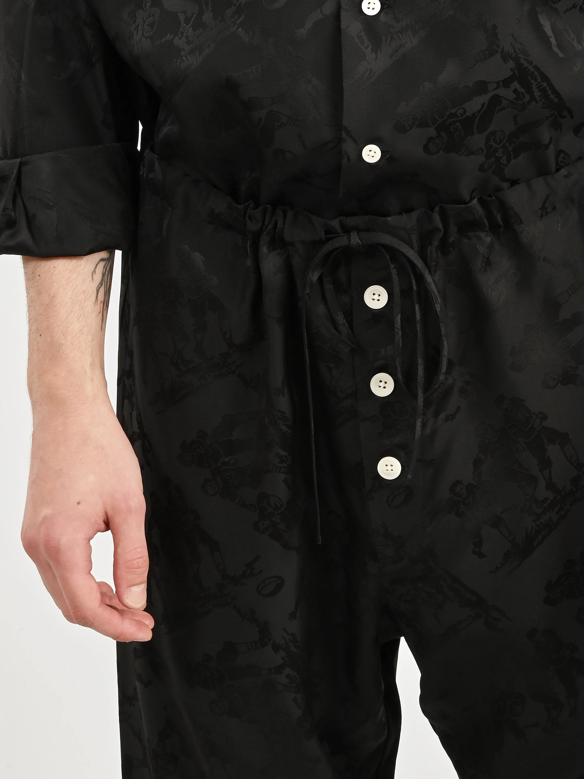 Black Football Jacquard Pajama Pants