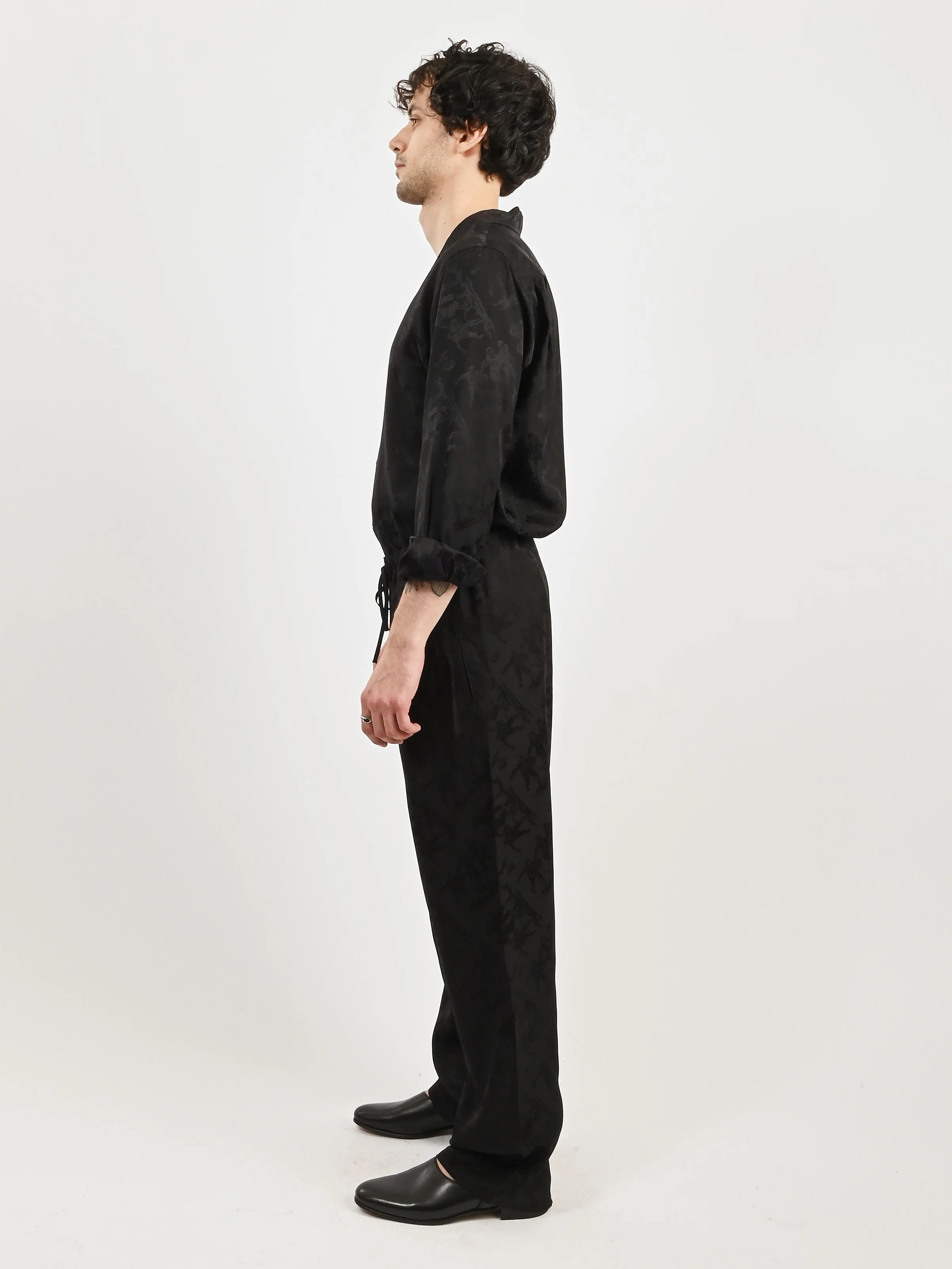 Black Football Jacquard Pajama Pants