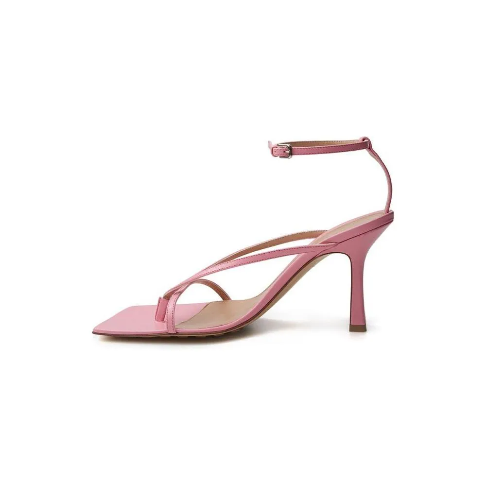 Bottega Veneta Elegant Pink Leather Sandals for Sophisticated Style