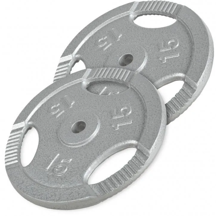 Cast Iron Tri-Grip Weight Plate Set 2x 15KG