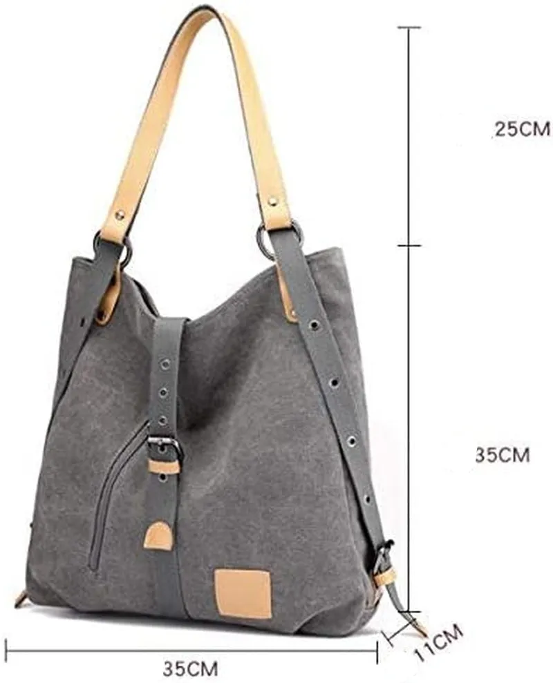 Casual Canvas Multifunctional Microfiber & Leather Large Capacity Handbag/Backpack