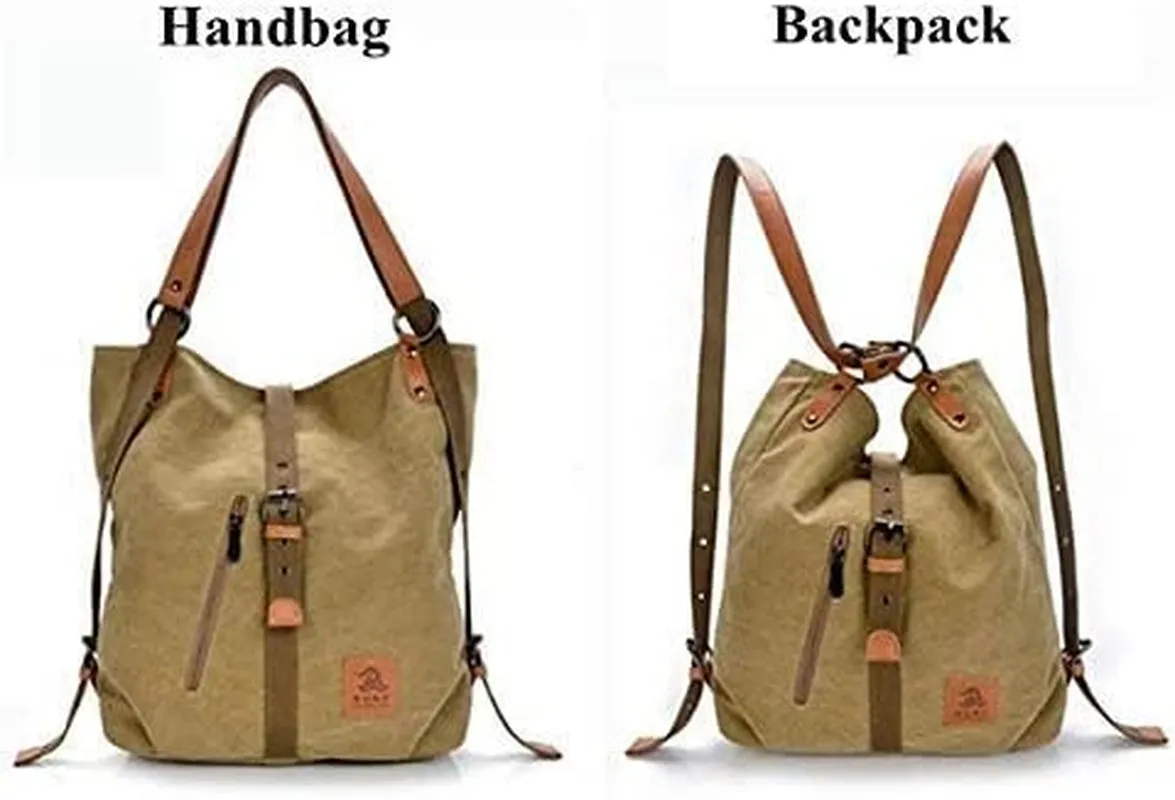 Casual Canvas Multifunctional Microfiber & Leather Large Capacity Handbag/Backpack