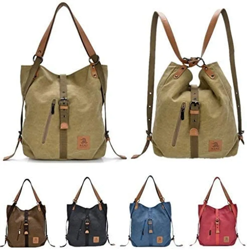 Casual Canvas Multifunctional Microfiber & Leather Large Capacity Handbag/Backpack