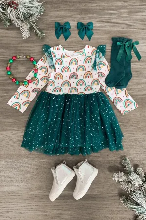 Christmas Doodle Rainbow Tutu Dress