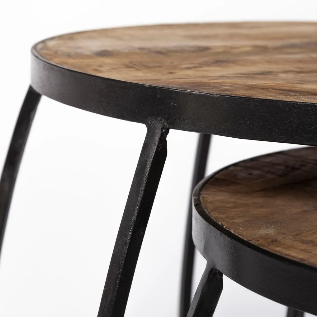 Clapp Accent Table Brown Wood | Black Metal | Line Pattern