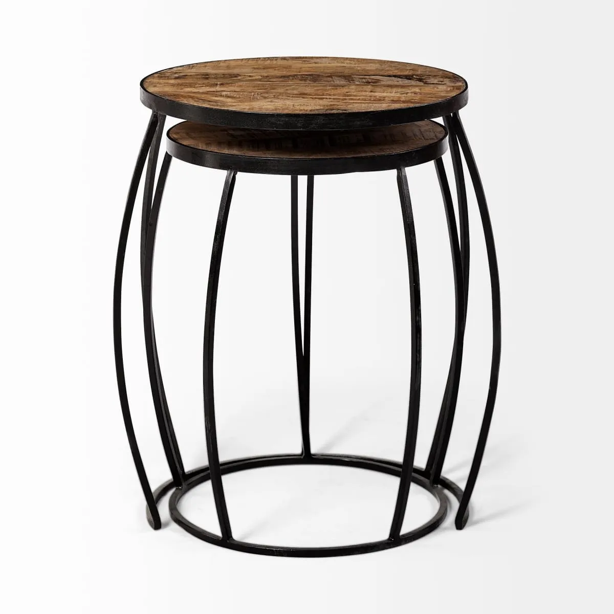 Clapp Accent Table Brown Wood | Black Metal | Line Pattern