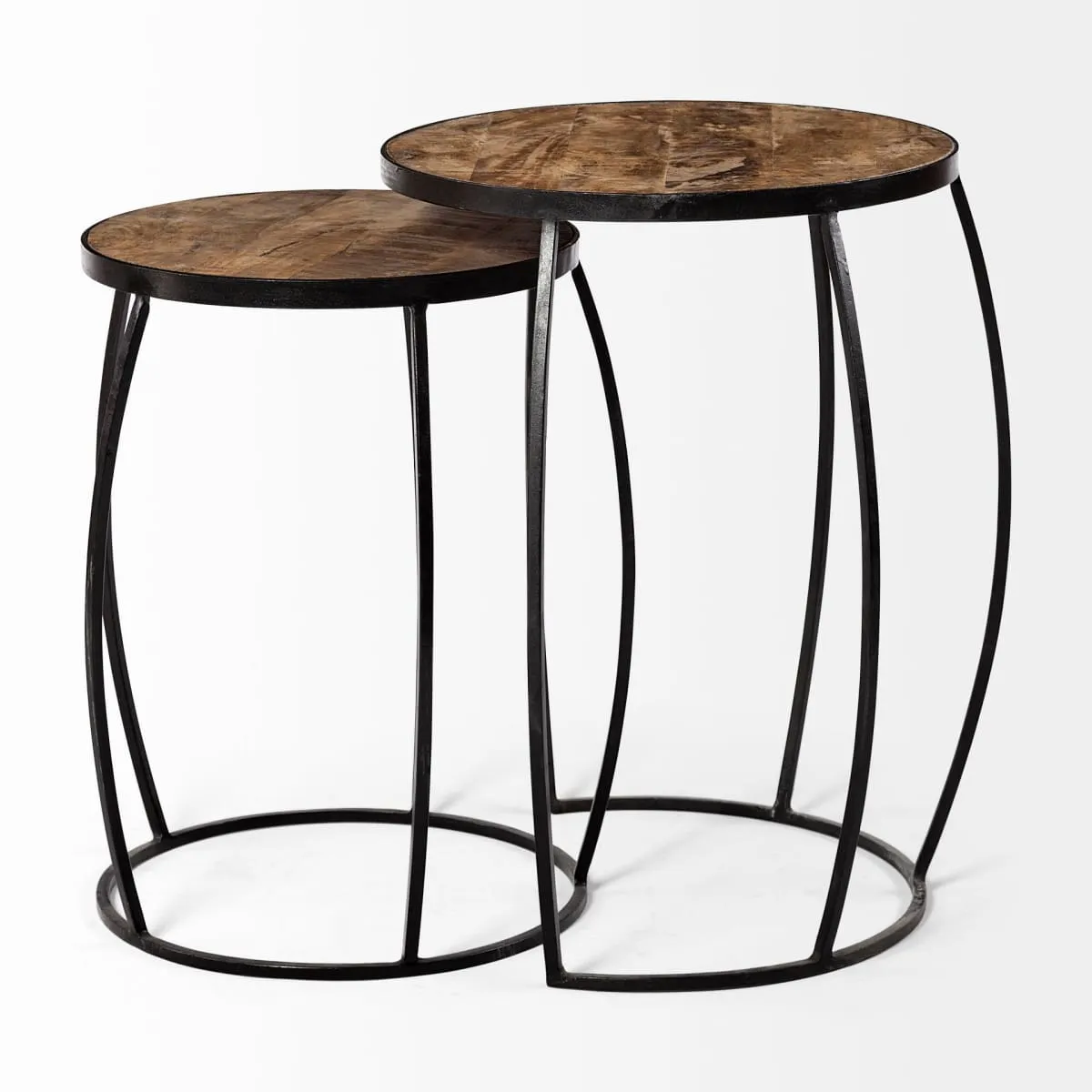 Clapp Accent Table Brown Wood | Black Metal | Line Pattern