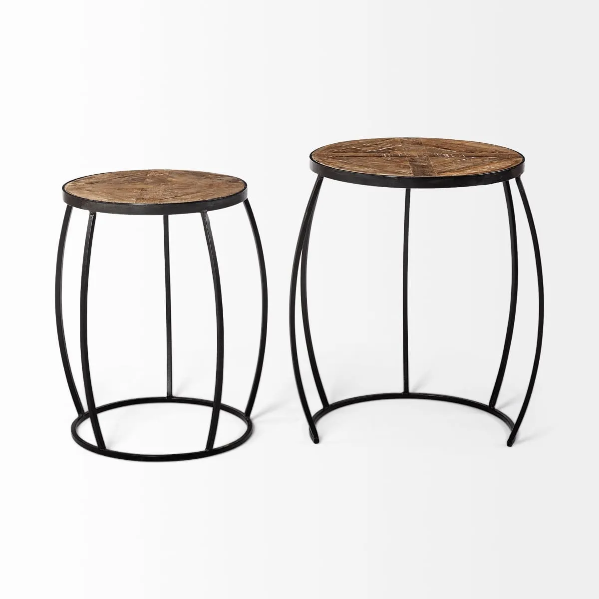 Clapp Accent Table Brown Wood | Black Metal | Line Pattern