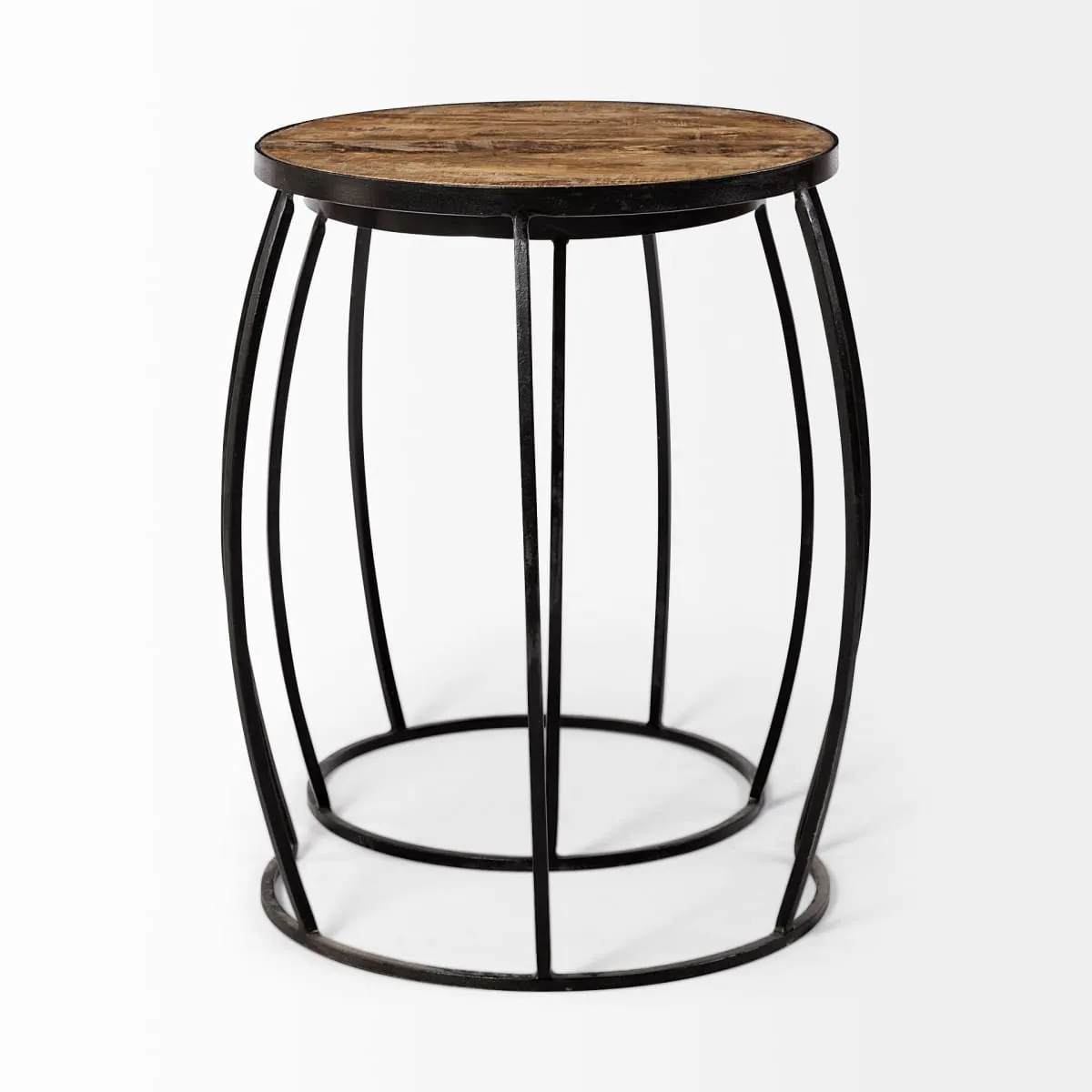 Clapp Accent Table Brown Wood | Black Metal | Line Pattern