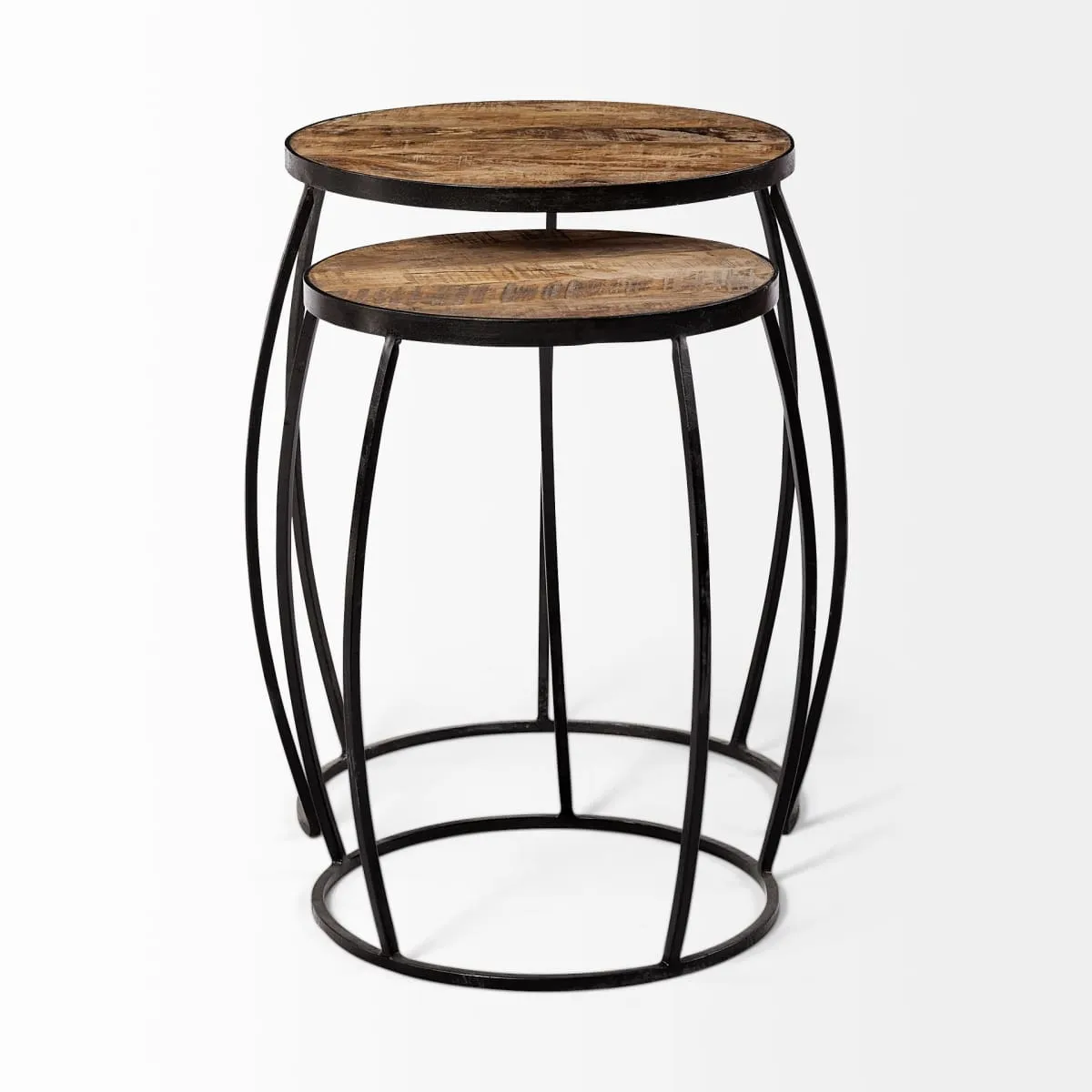 Clapp Accent Table Brown Wood | Black Metal | Line Pattern