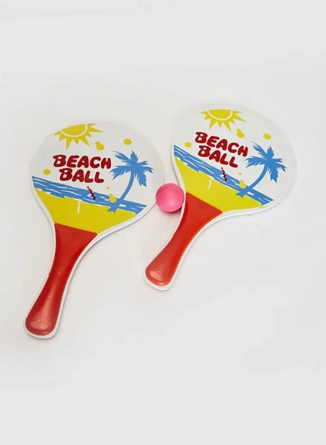 Double Sided Garden Beach Paddle Tennis & Catch Bat and Ball Velcro Set Game