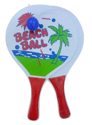 Double Sided Garden Beach Paddle Tennis & Catch Bat and Ball Velcro Set Game