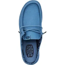 Dude Wally Slip Canvas Elemental Blue Mens Casual Comfort Canvas Mules Shoes