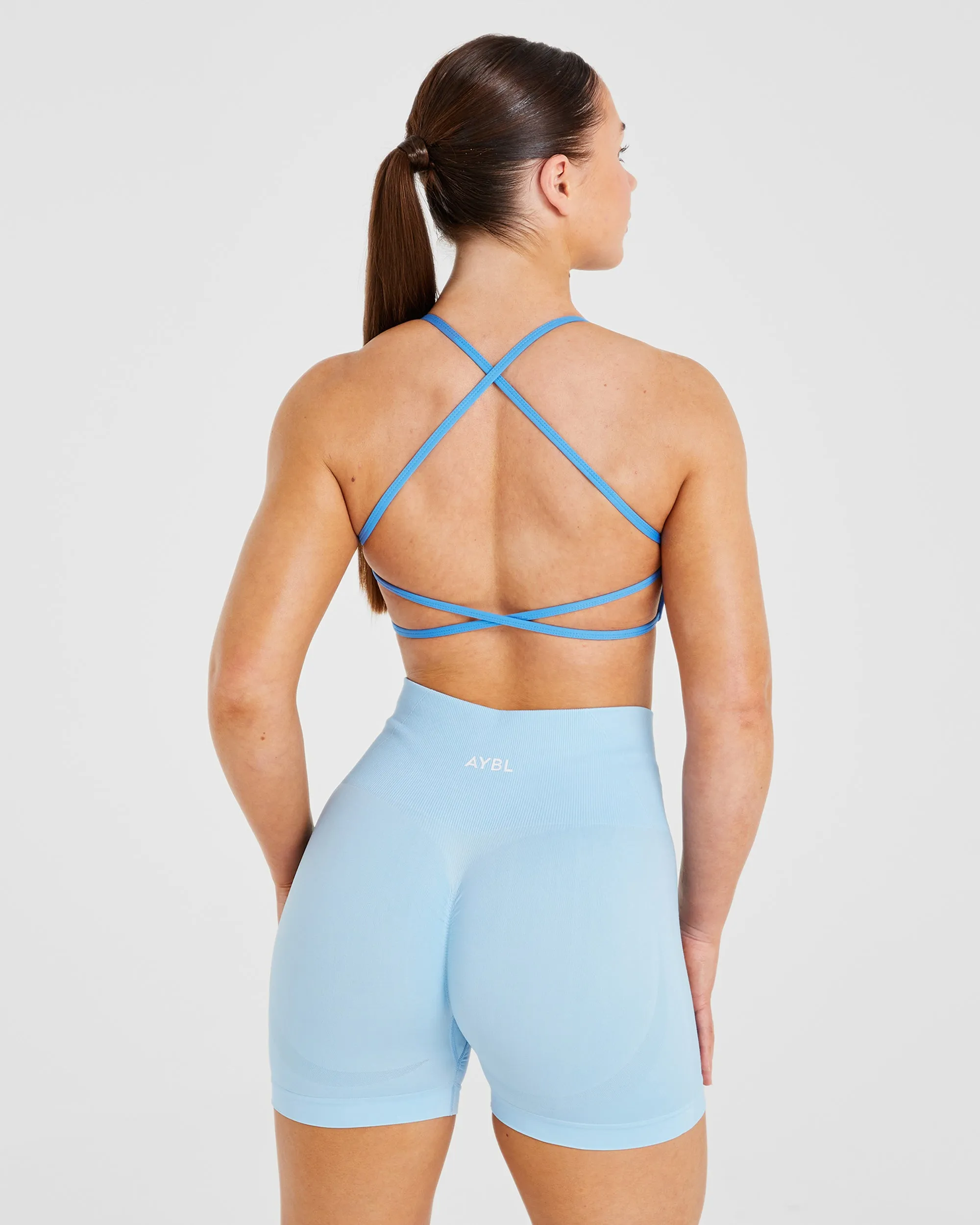 Essential Crossback Sports Bra - Summer Blue