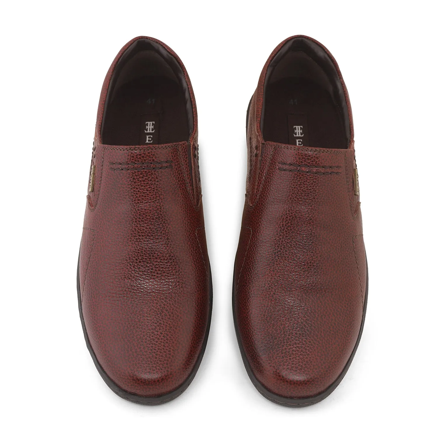 Ezok Men Maroon Leather Slipon