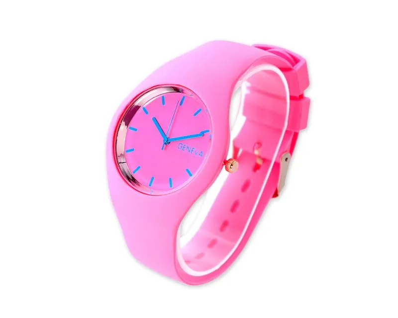 Geneva Women Lady Jelly Silicone Rubber Quartz Wrist Watch