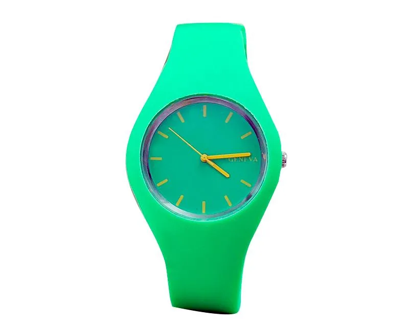 Geneva Women Lady Jelly Silicone Rubber Quartz Wrist Watch