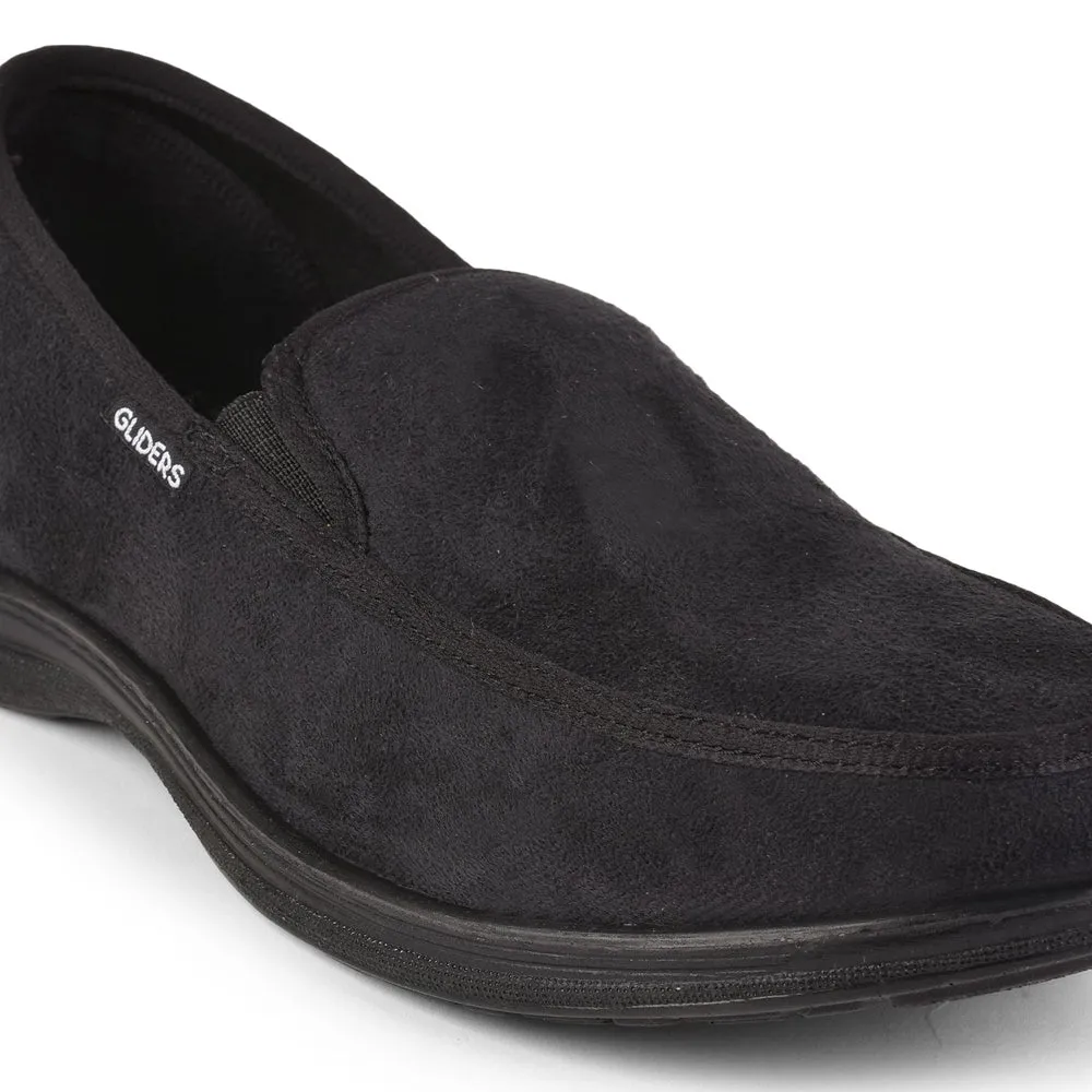 Gliders Non-Lacing Black Casual Slip on Shoes For Men 3070-65NEW By Liberty