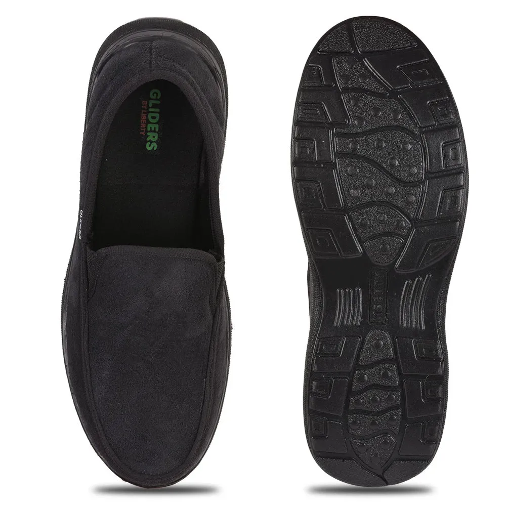 Gliders Non-Lacing Black Casual Slip on Shoes For Men 3070-65NEW By Liberty