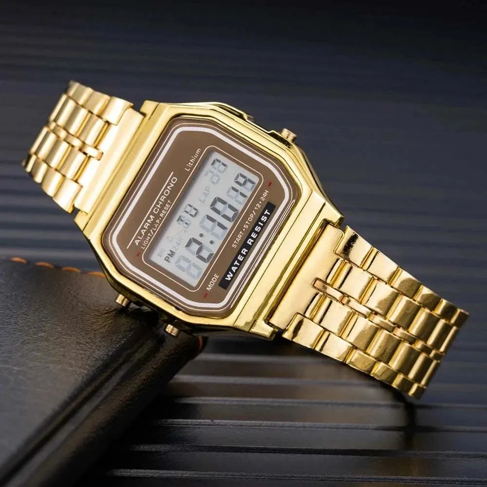 Gold LED Digital Sports Watch