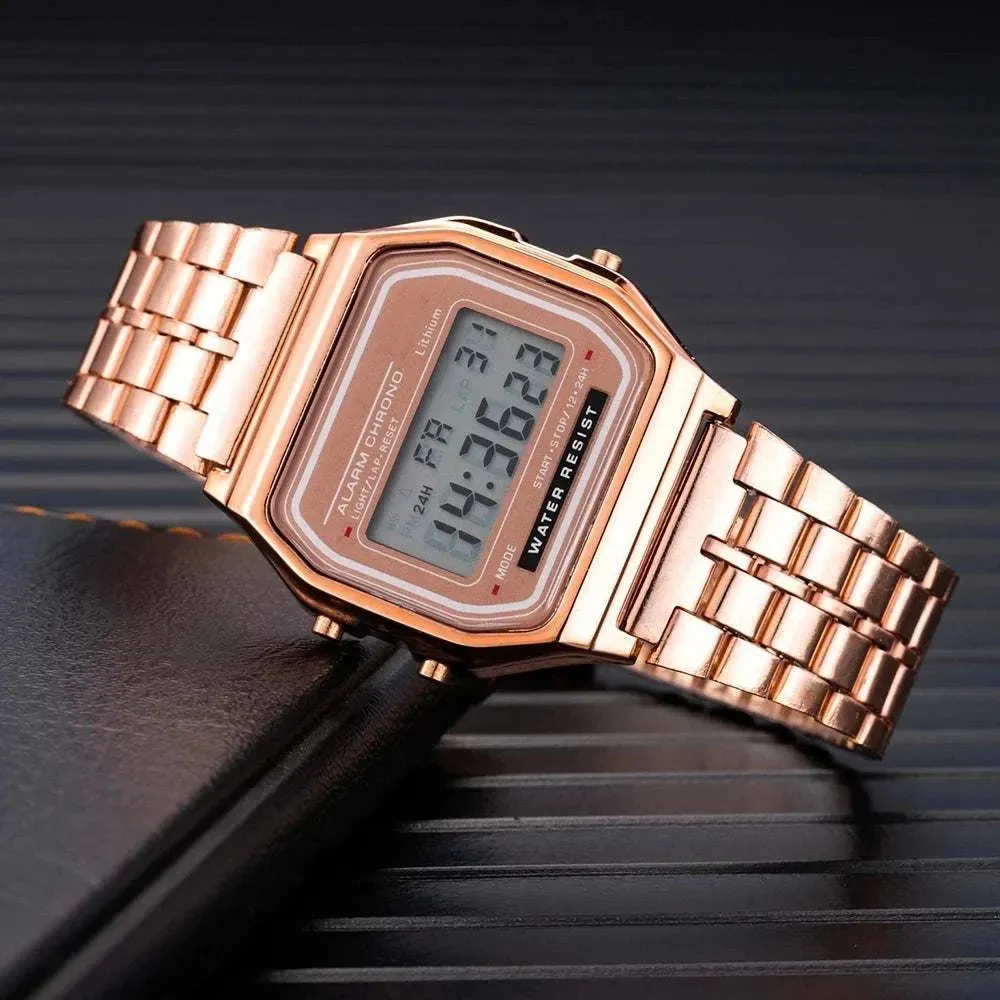 Gold LED Digital Sports Watch