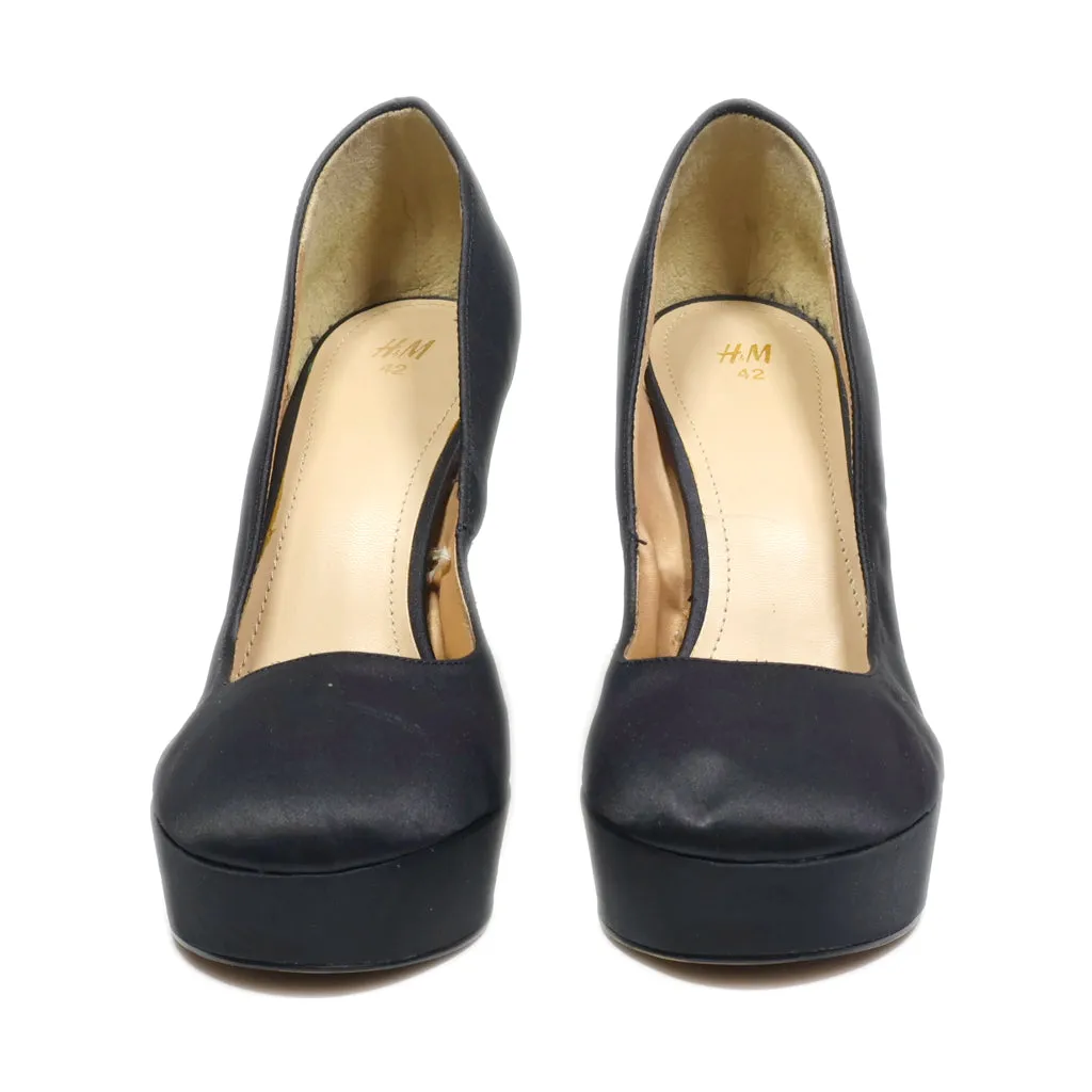 H&M Platform Shoes Satin Black Colour For Women