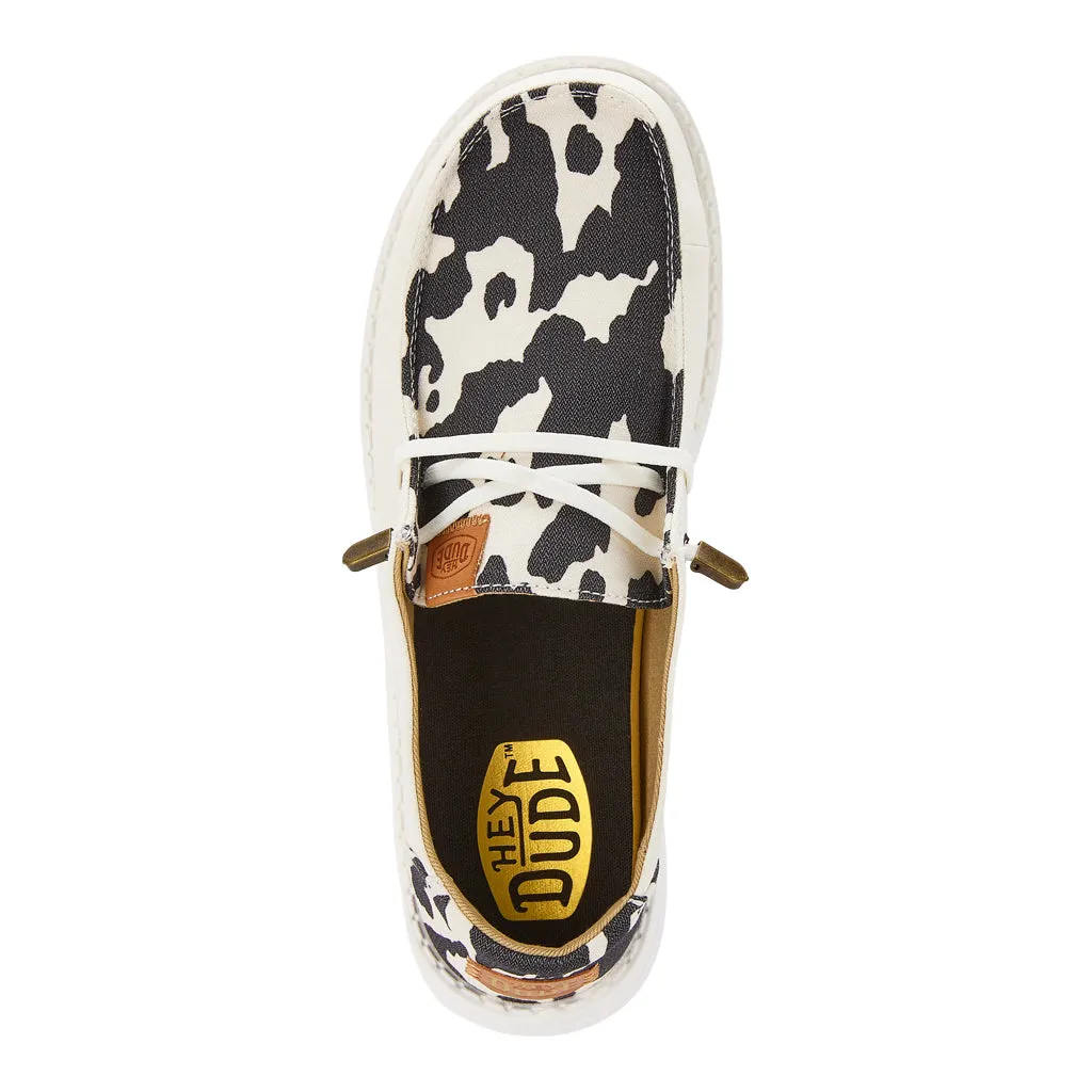 'Hey Dude' Women's Wendy Animal - White / Black Cow Print