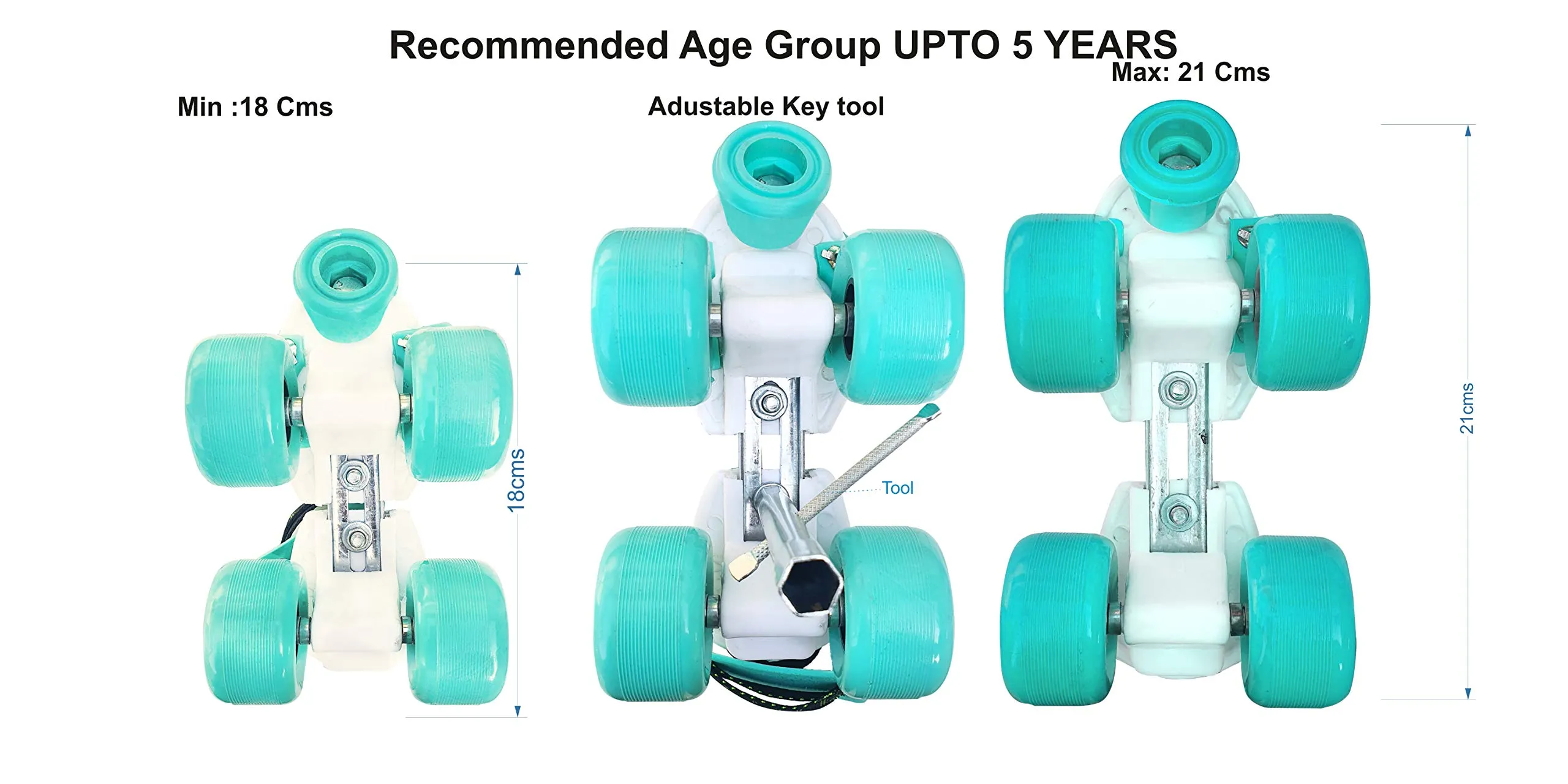 jaspo Unisex Toddlers Baby Kids Junior Intact Adjustable Outdoor Wheel Roller Skates Combo (Suitable For Age Group Up To 5 Years) (Kinder Ride Intact), Multicolor