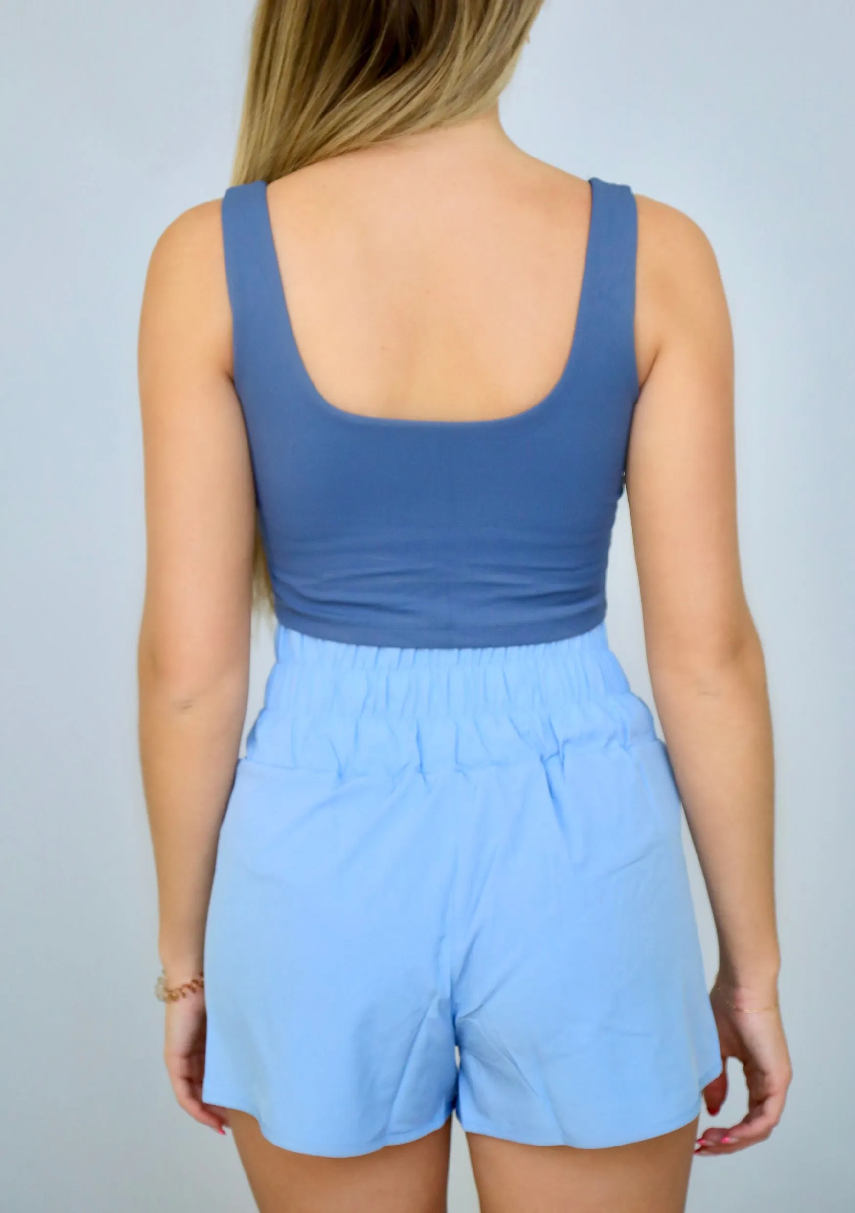 Jump Start Cropped Tank Top In Blue