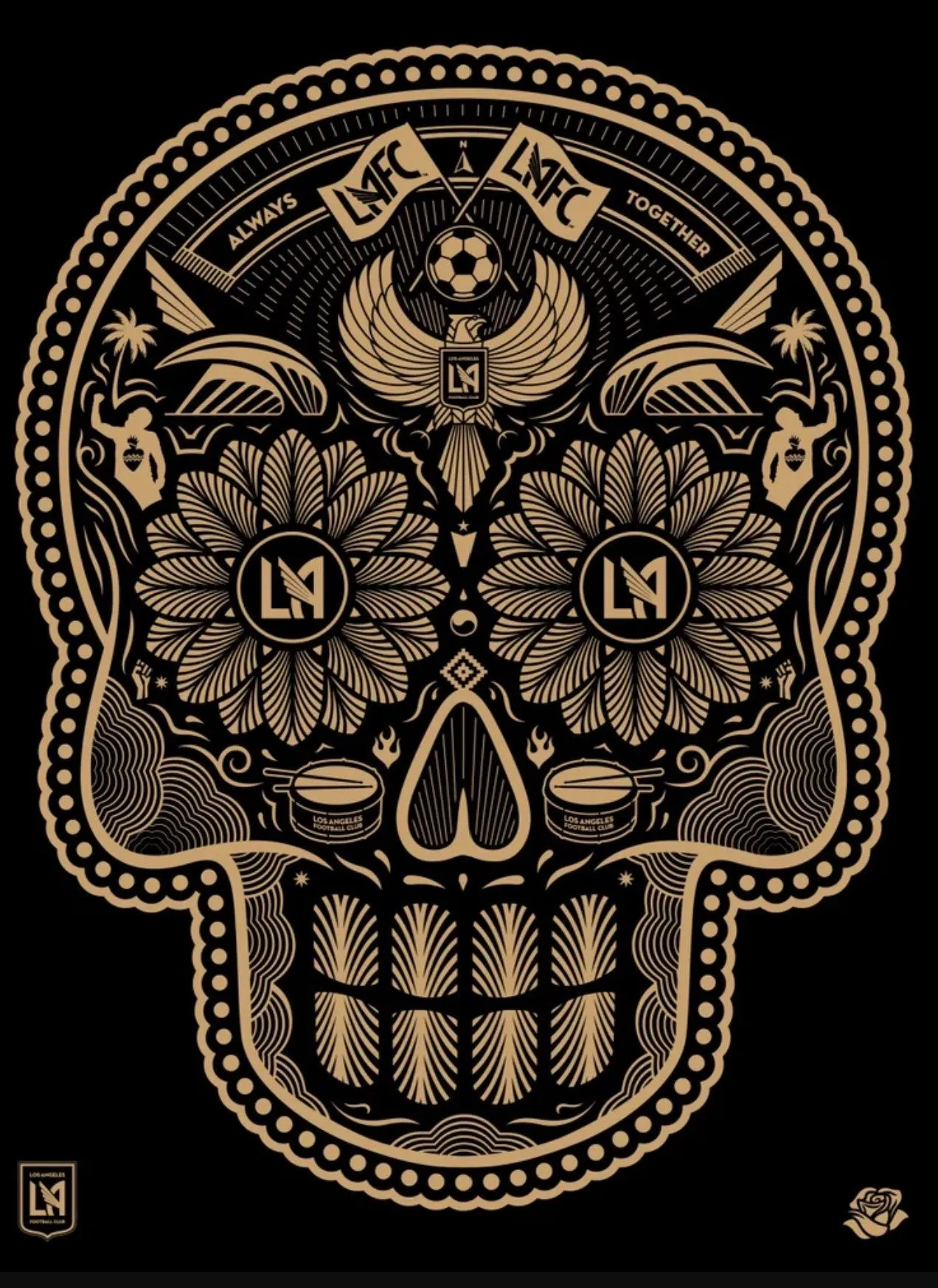 LAFC Calavera AP Silkscreen Print by Ernesto Yerena Montejano- Hecho Con Ganas