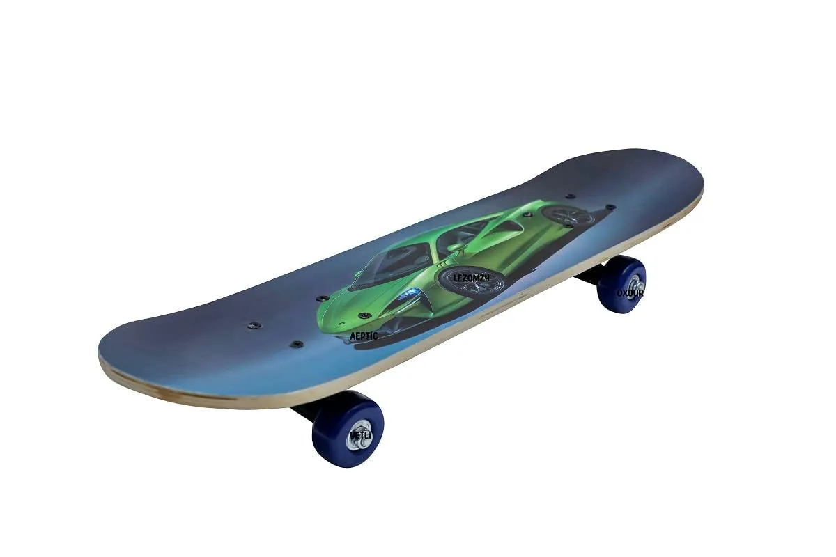 M Prabhu Wooden Skate Board for Kids 3-12 Years Portable Handheld Skateboard 4 Wheels Mini Cruiser 24 x 6 Inch Skating Board Beginners Long Board Venom GT Car