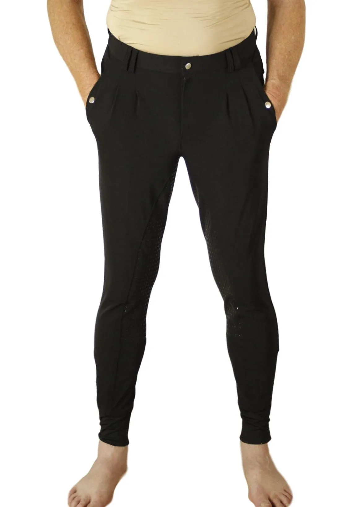 Men's Breeches in CoolMax Black with silicone grip seat