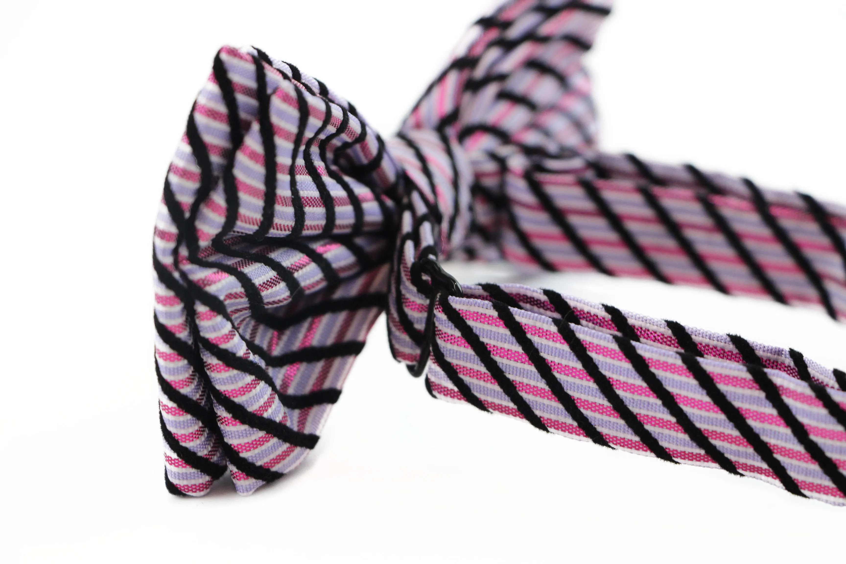 Mens Pink Striped Patterned Cotton Bow Tie