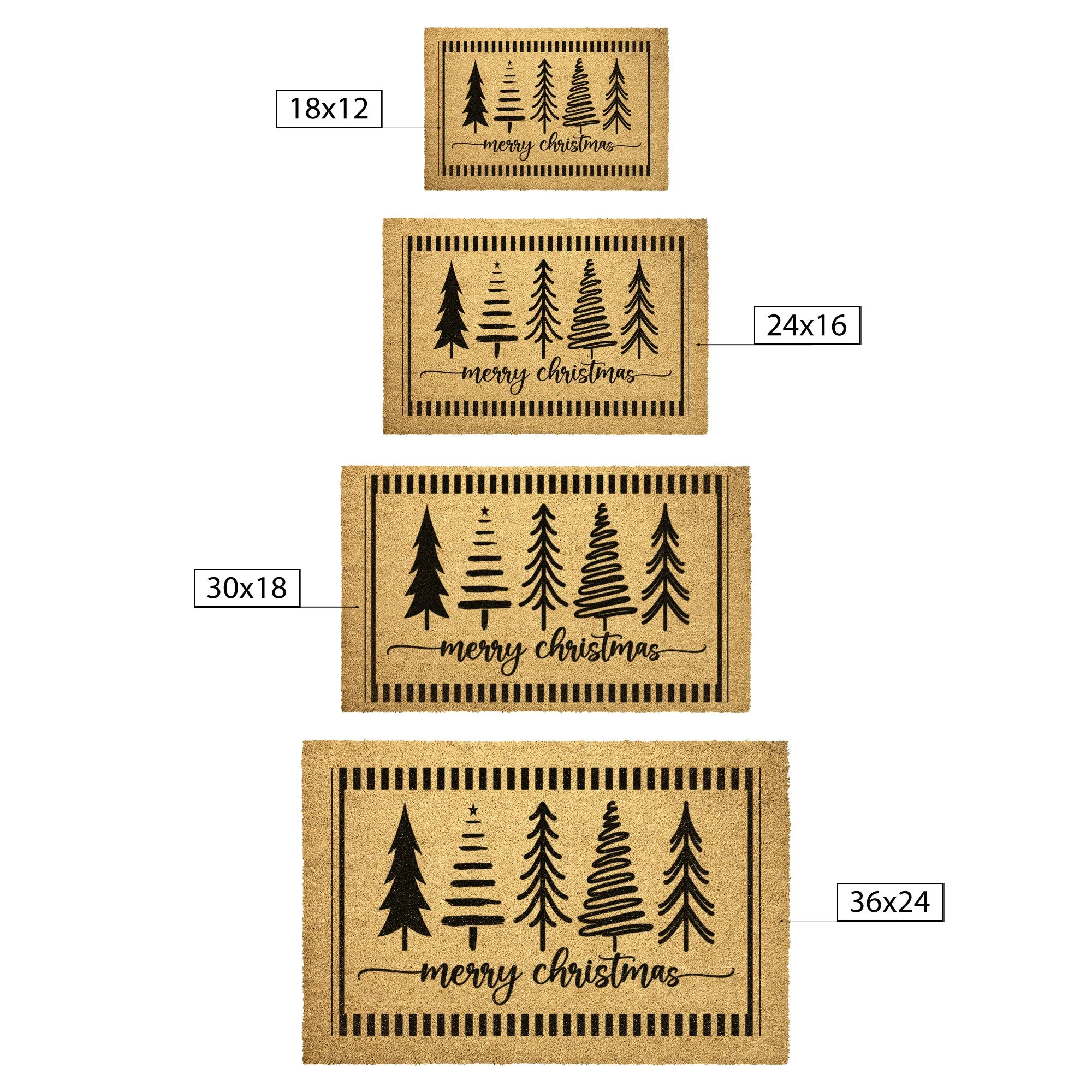 Merry Christmas Trees Door Mat Rug