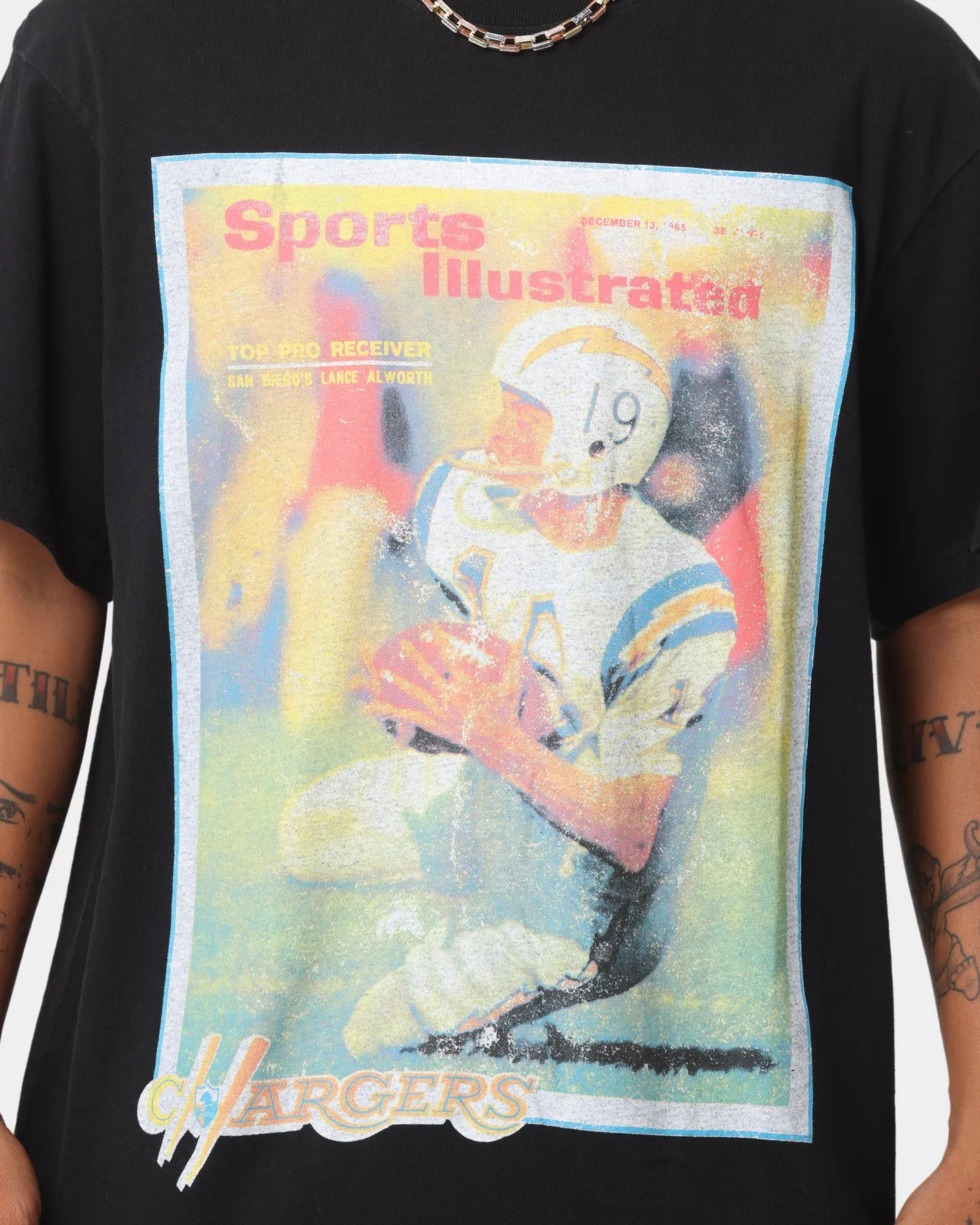 Mitchell & Ness Los Angeles Chargers NFL Sports Illustrated Cover Vintage T-Shirt Faded Black