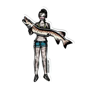 Muskie Fishing Pinup Sticker