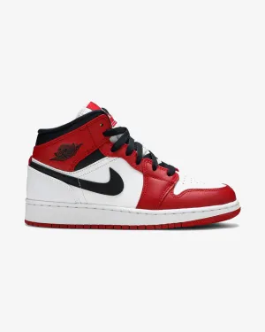 NIKE AIR JORDAN1 MID CHICAGO WHITE HEEL GS